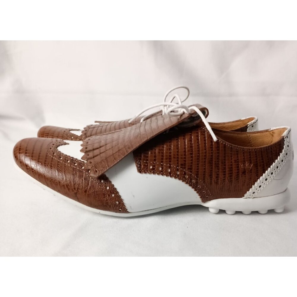 Peter Millar Brown and White Leather Driving Shoes - Picture 4 of 11